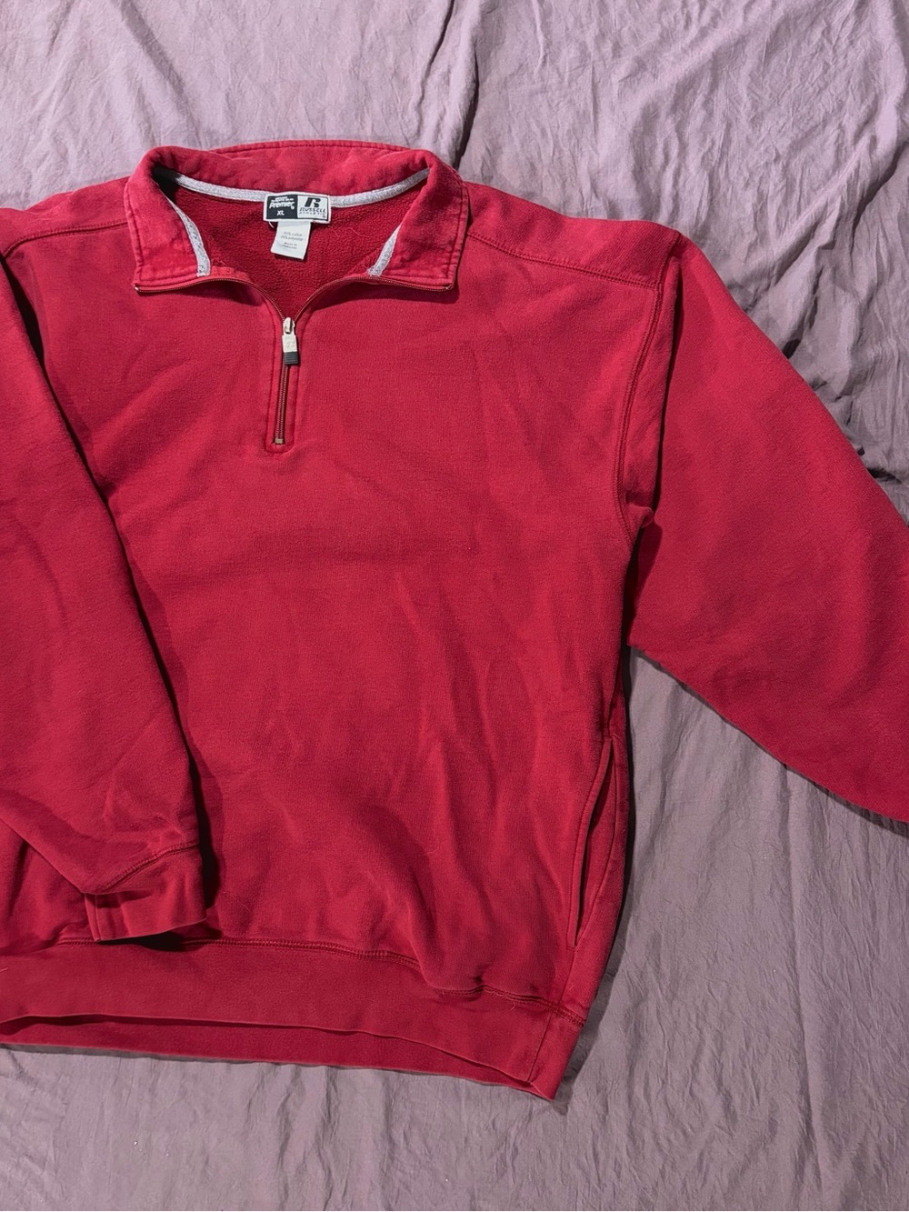 Russell Athletic Red Quarter-Zip Men's Sweater